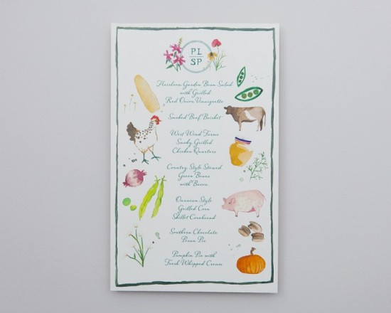 Day-Of Wedding Stationery Inspiration and Ideas: Colorfully Illustrated Menus via Oh So Beautiful Paper (1)