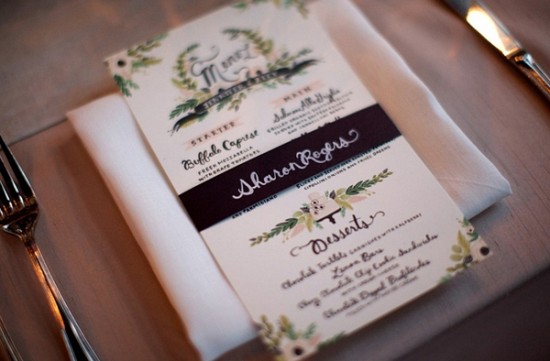 Day-Of Wedding Stationery Inspiration and Ideas: Colorfully Illustrated Menus via Oh So Beautiful Paper (8)