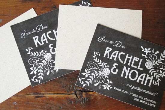 Linen + Chalkboard Wedding Invitations by Blue Magpie (7)