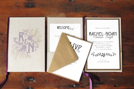 Linen + Chalkboard Wedding Invitations by Blue Magpie (6)