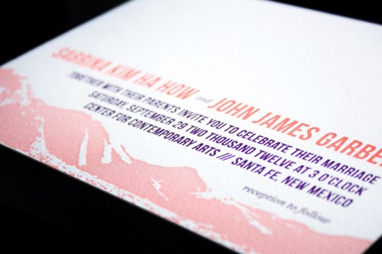 Modern Neon Destination Wedding Invitations by Smudge Ink via Oh So Beautiful Paper (8)