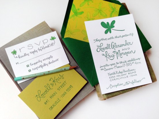St. Patricks Day Wedding Invitations by Grey Snail Press via Oh So Beautiful Paper (1)