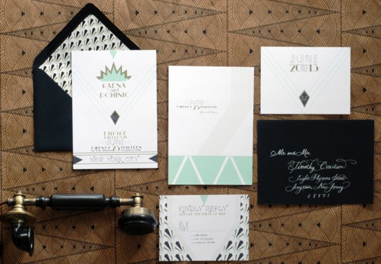 Art Deco Wedding Invitations by Umama via Oh So Beautiful Paper (8)