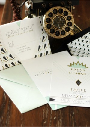 Art Deco Wedding Invitations by Umama via Oh So Beautiful Paper (3)