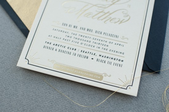 Art Deco Gold Foil Wedding Invitations by Carina Skrobecki Design via Oh So Beautiful Paper (5)