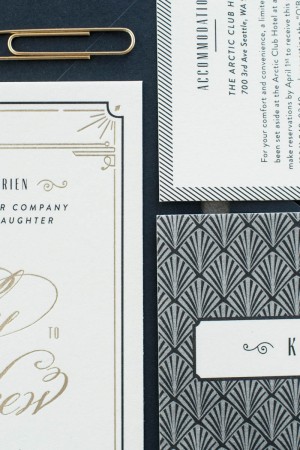 Art Deco Gold Foil Wedding Invitations by Carina Skrobecki Design via Oh So Beautiful Paper (4)