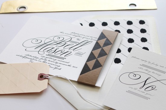 Black + White Letterpress Wedding Invitations by 42 Pressed via Oh So Beautiful Paper (1)