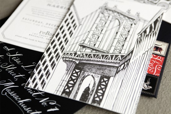 Brooklyn Wedding Invitations by Swiss Cottage Designs via Oh So Beautiful Paper (10)