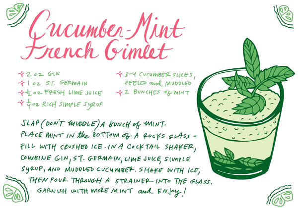 Recipe Card: Cucumber-Mint French Gimlet via Oh So Beautiful Paper