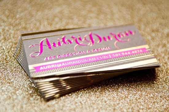 Gold Foil Business Cards by Aubri Duran via Oh So Beautiful Paper (1)