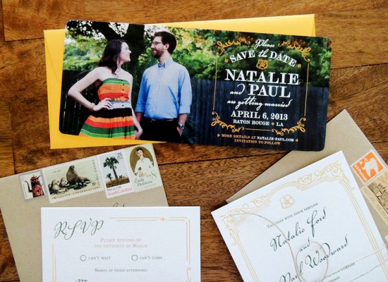 Magnolia Wedding Invitations by Harken Press via Oh So Beautiful Paper (7)