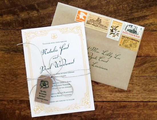 Magnolia Wedding Invitations by Harken Press via Oh So Beautiful Paper (5)