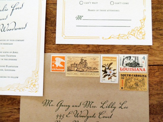 Magnolia Wedding Invitations by Harken Press via Oh So Beautiful Paper (3)