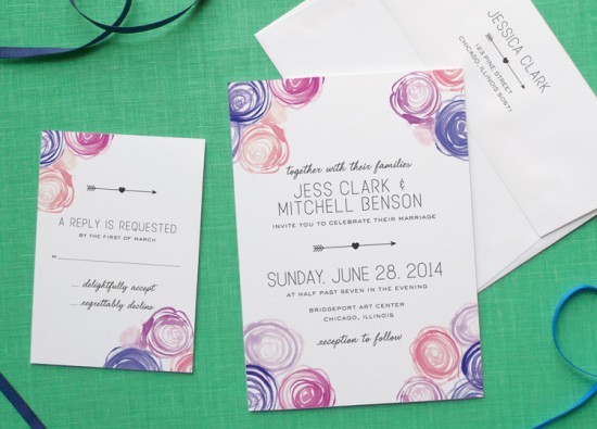 Watercolor Wedding Invitations by Fine Day Press via Oh So Beautiful Paper (6)