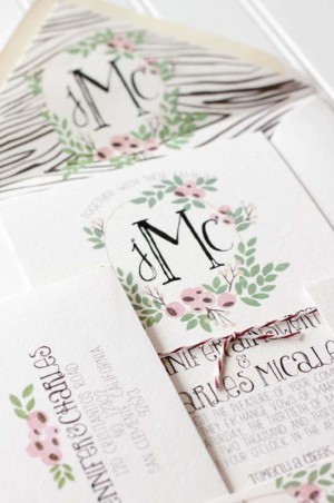 Floral + Woodgrain Wedding Invitations by Moira Design Studio via Oh So Beautiful Paper (11)