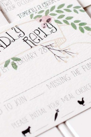 Floral + Woodgrain Wedding Invitations by Moira Design Studio via Oh So Beautiful Paper (9)