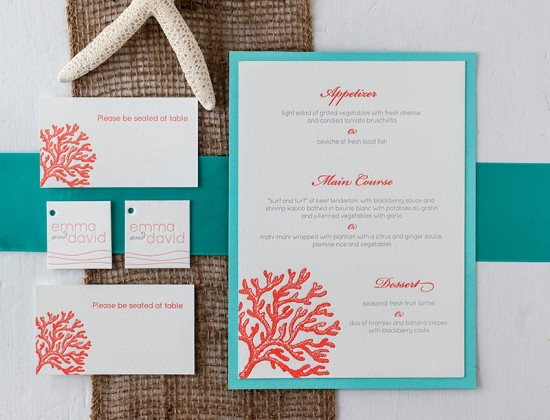 Beach-Inspired Destination Wedding Invitations by Inkprint Letterpress via Oh So Beautiful Paper (2)