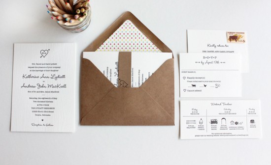 Black and White Woodgrain Letterpress Wedding Invitations by Inclosed Studio via Oh So Beautiful Paper (1)