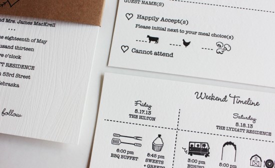 Black and White Woodgrain Letterpress Wedding Invitations by Inclosed Studio via Oh So Beautiful Paper (4)