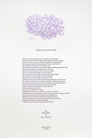 Campbell Raw Press Lilac Walt Whitman Broadside via Oh So Beautiful Paper