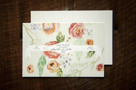 Romantic Watercolor + Lace Wedding Invitations by Crissie McDowell via Oh So Beautiful Paper (2)