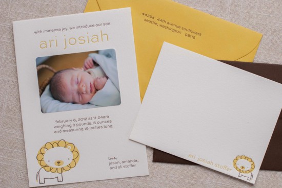 Lion Letterpress Baby Announcements by Pink Orchid Press via Oh So Beautiful Paper (1)