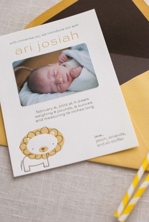 Lion Letterpress Baby Announcements by Pink Orchid Press via Oh So Beautiful Paper (3)