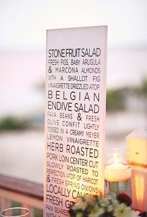 Day-Of Wedding Stationery Inspiration and Ideas: Menu Signs via Oh So Beautiful Paper (10)