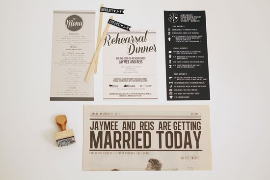 Modern Rehearsal Dinner Invitations and Wedding Stationery by JayAdores Design Co. via Oh So Beautiful Paper (8)