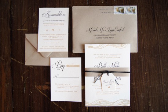 Neutral Travel-Themed Destination Wedding Invitations by BC Design via Oh So Beautiful Paper (3)