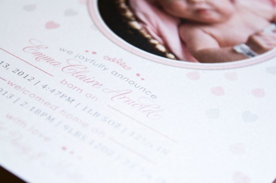 Pink "Coming Home" Baby Announcements by Believe Notes via Oh So Beautiful Paper (4)