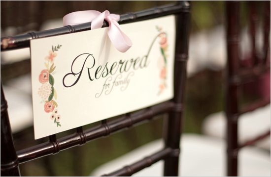 Day-Of Wedding Stationery Inspiration and Ideas: Reserved Signs via Oh So Beautiful Paper (10)
