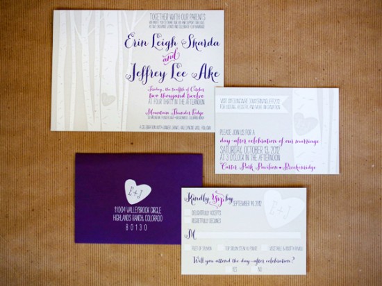Screen Printed Rustic Colorado Wedding Invitations by Hello There Design via Oh So Beautiful Paper (7)
