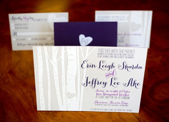 Screen Printed Rustic Colorado Wedding Invitations by Hello There Design via Oh So Beautiful Paper (5)