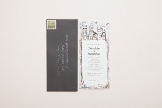 Whimsical Illustrated NYC Wedding Invitations by Katie Fischer Design via Oh So Beautiful Paper (6)