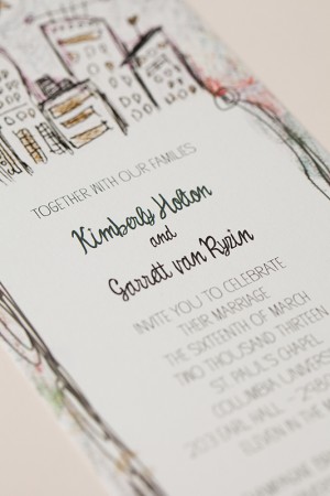 Whimsical Illustrated NYC Wedding Invitations by Katie Fischer Design via Oh So Beautiful Paper (3)