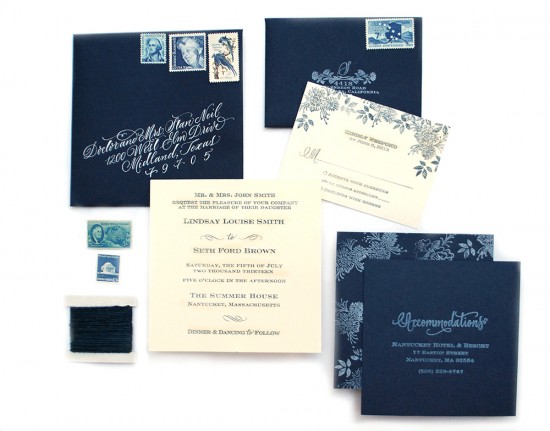 DIY Tutorial: Floral Indigo Wedding Invitations by Antiquaria via Oh So Beautiful Paper