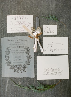 Calligraphy Rehearsal Dinner Invitations by Laura Catherine via Oh So Beautiful Paper (5)