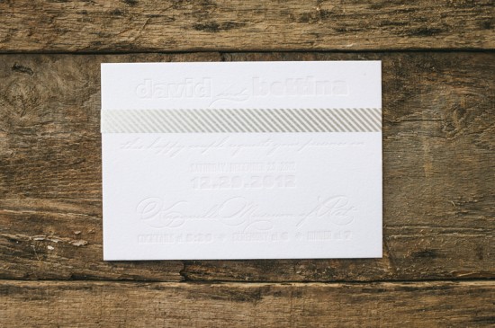 Gold Letterpress New Year's Eve Wedding Invitations by Fourth Year Studio via Oh So Beautiful Paper (4)
