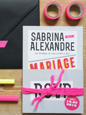 Modern Graphic and Neon Wedding Invitations by Lise Mailman of Ruben Collectif via Oh So Beautiful Paper (3)
