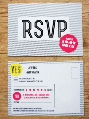 Modern Graphic and Neon Wedding Invitations by Lise Mailman of Ruben Collectif via Oh So Beautiful Paper (2)
