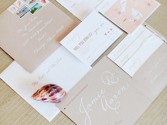 Modern Romantic Destination Wedding Invitations by Made by Kara via Oh So Beautiful Paper (4)