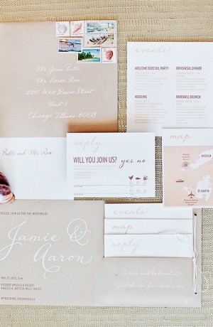 Modern Romantic Destination Wedding Invitations by Made by Kara via Oh So Beautiful Paper (2)