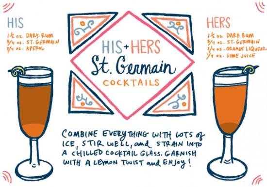 Recipe Card: His and Hers St-Germain Cocktails by Caitlin Keegan for Oh So Beautiful Paper