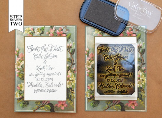 DIY Tutorial: Floral Calligraphy Wedding Save the Date by Antiquaria via Oh So Beautiful Paper