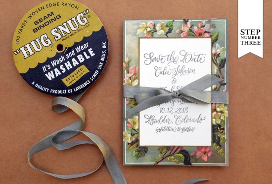 DIY Tutorial: Floral Calligraphy Wedding Save the Date by Antiquaria via Oh So Beautiful Paper