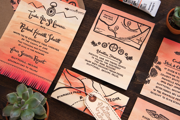Arizona Sunset Wedding Invitations by Lovely Paper Things via Oh So Beautiful Paper (10)