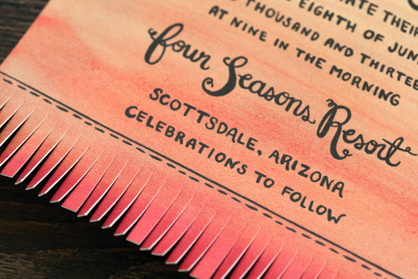 Arizona Sunset Wedding Invitations by Lovely Paper Things via Oh So Beautiful Paper (7)