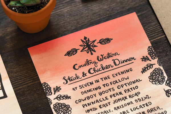 Arizona Sunset Wedding Invitations by Lovely Paper Things via Oh So Beautiful Paper (6)