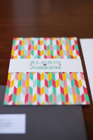 Colorful Arrows + Hearts Wedding Invitations by Renee Nicole Design via Oh So Beautiful Paper (7)